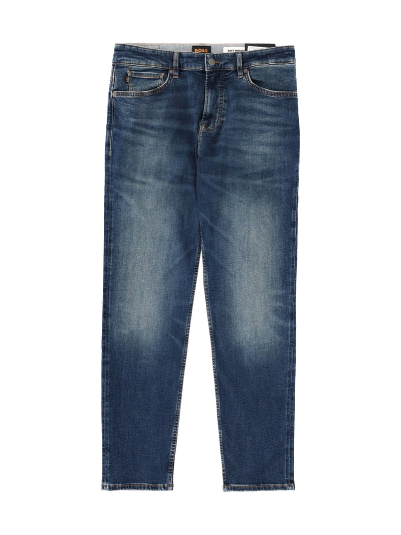 BOSS Tapered Stretch Jeans in Mid Blue
