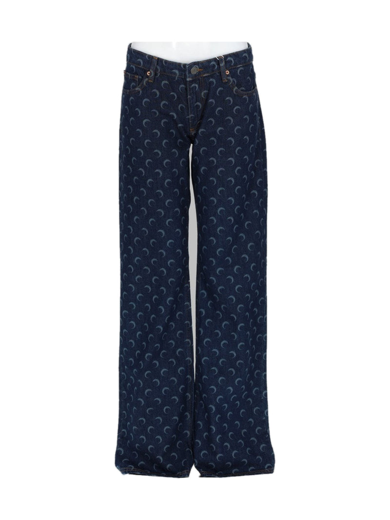 Marine Serre Moon Print Jeans in Dark Blue