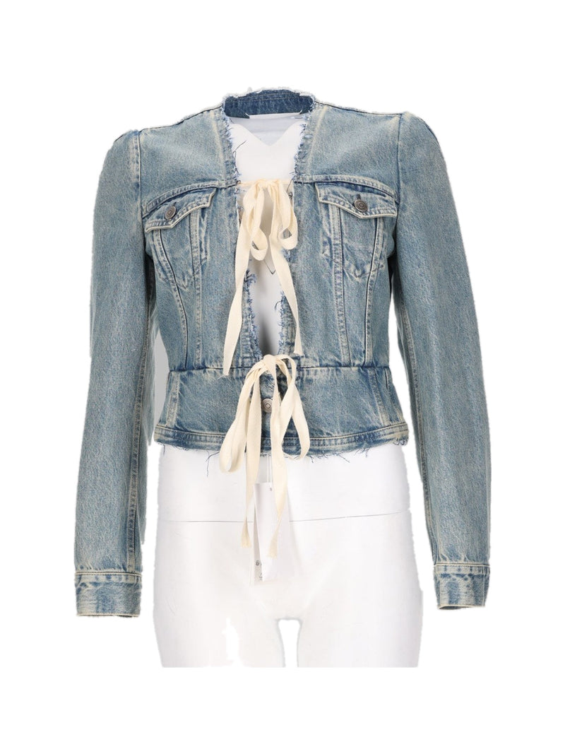 Maison Margiela Tie-Front Deconstructed Denim Jacket