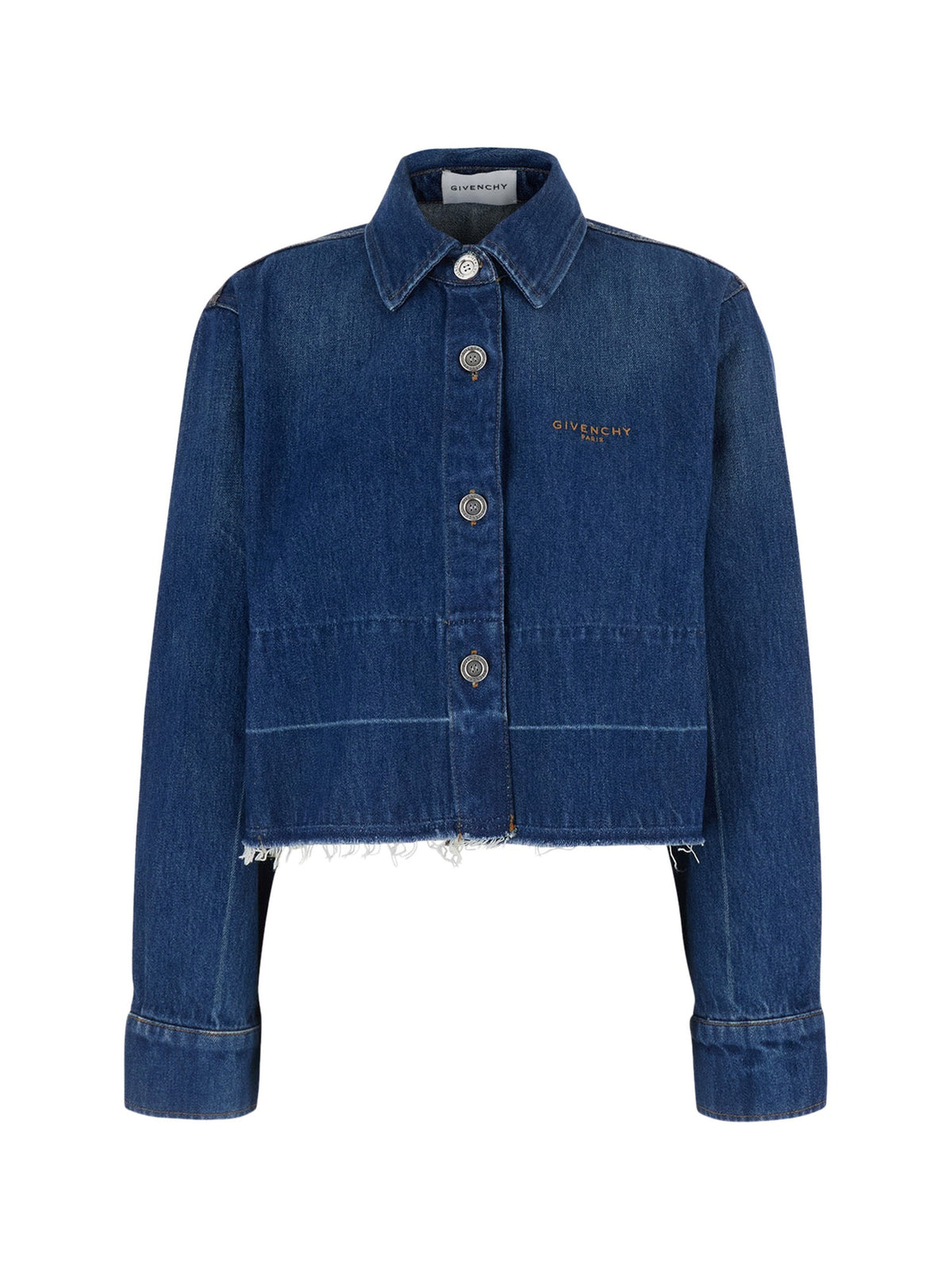Givenchy Cropped Denim Jacket with Fringed Hem