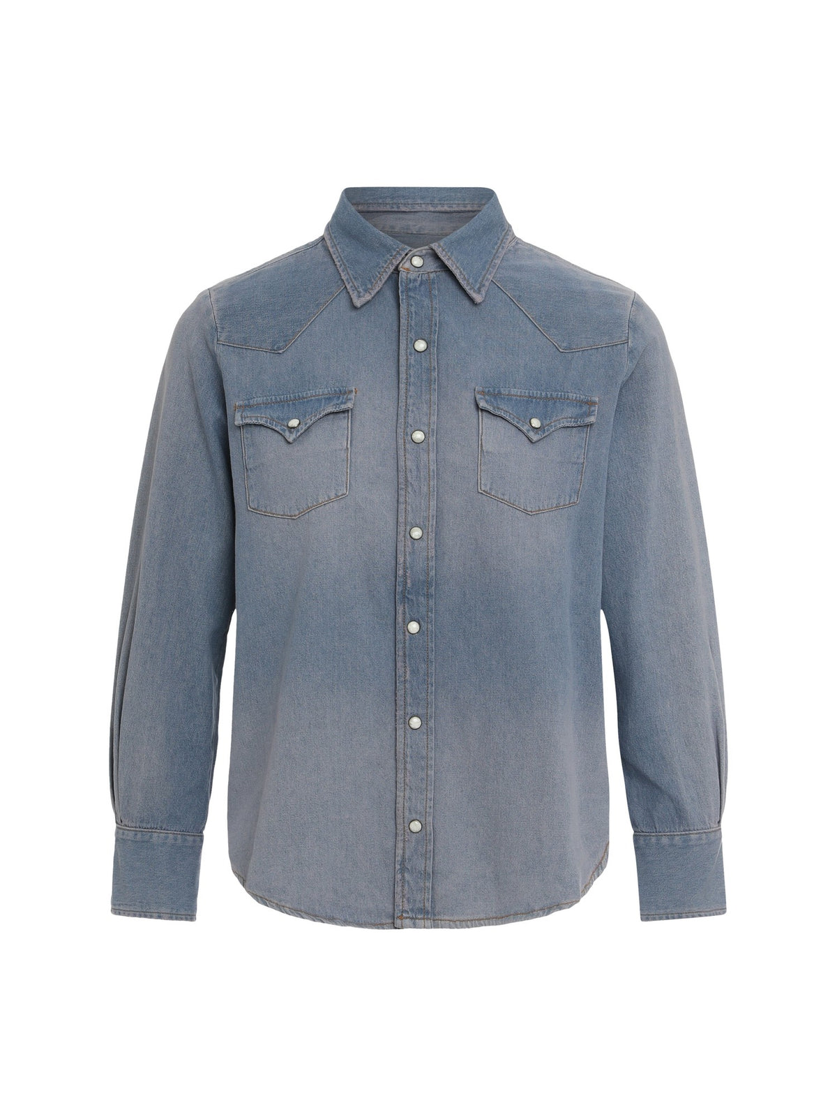 THE GREAT Western Denim Shirt in Faded Blue