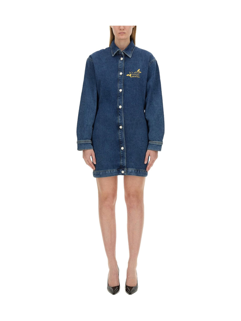 Moschino Embroidered Denim Shirt Dress
