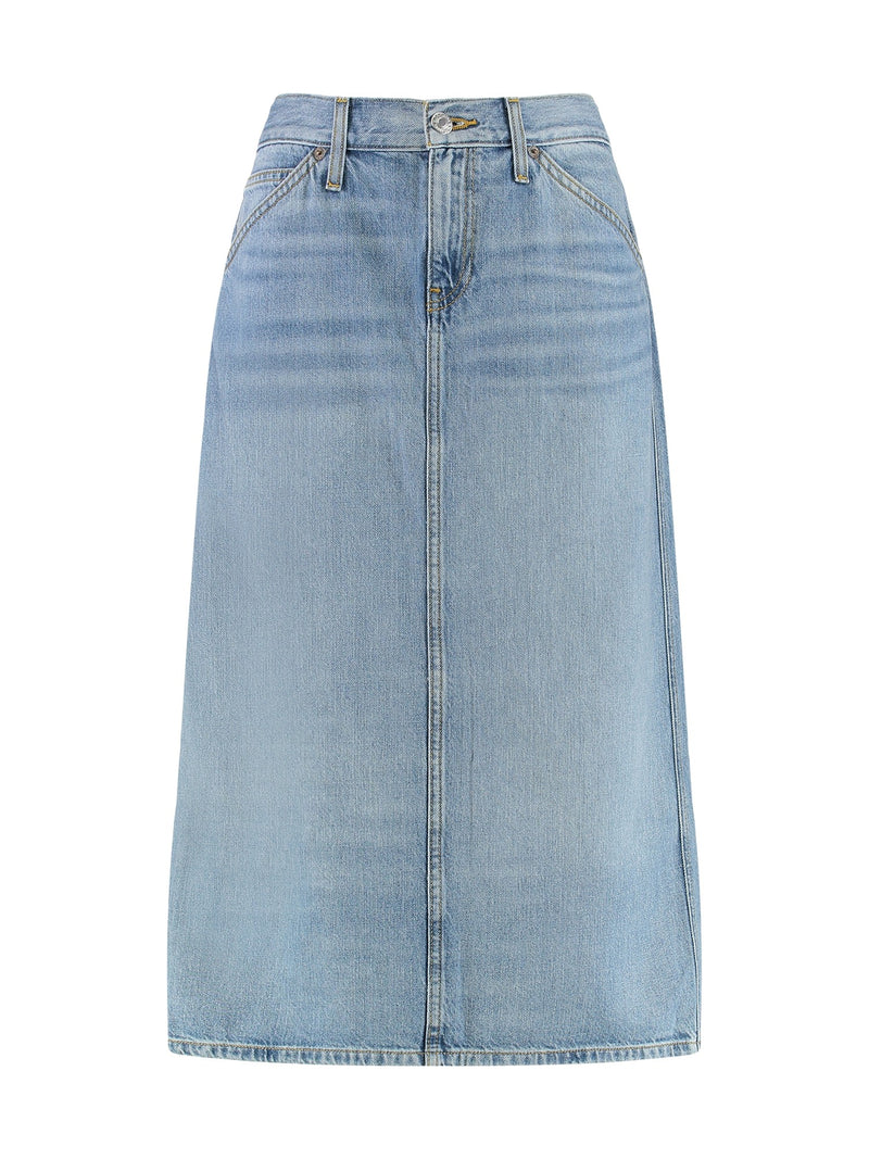 RE/DONE Long Denim Skirt in Light Blue