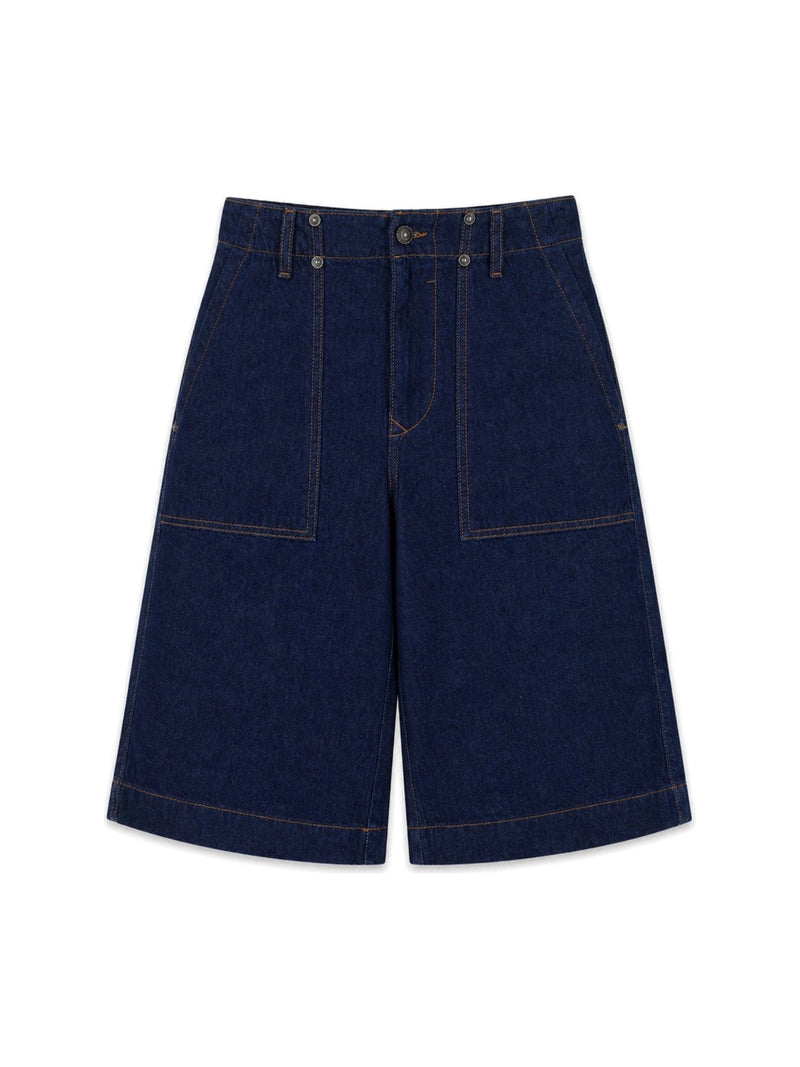 Versace Jeans Couture Wide Denim Shorts in Dark Rinse