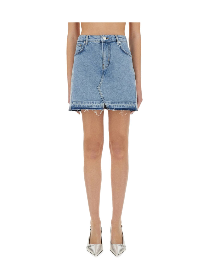 Moschino Raw-Hem Denim Shorts in Light Blue