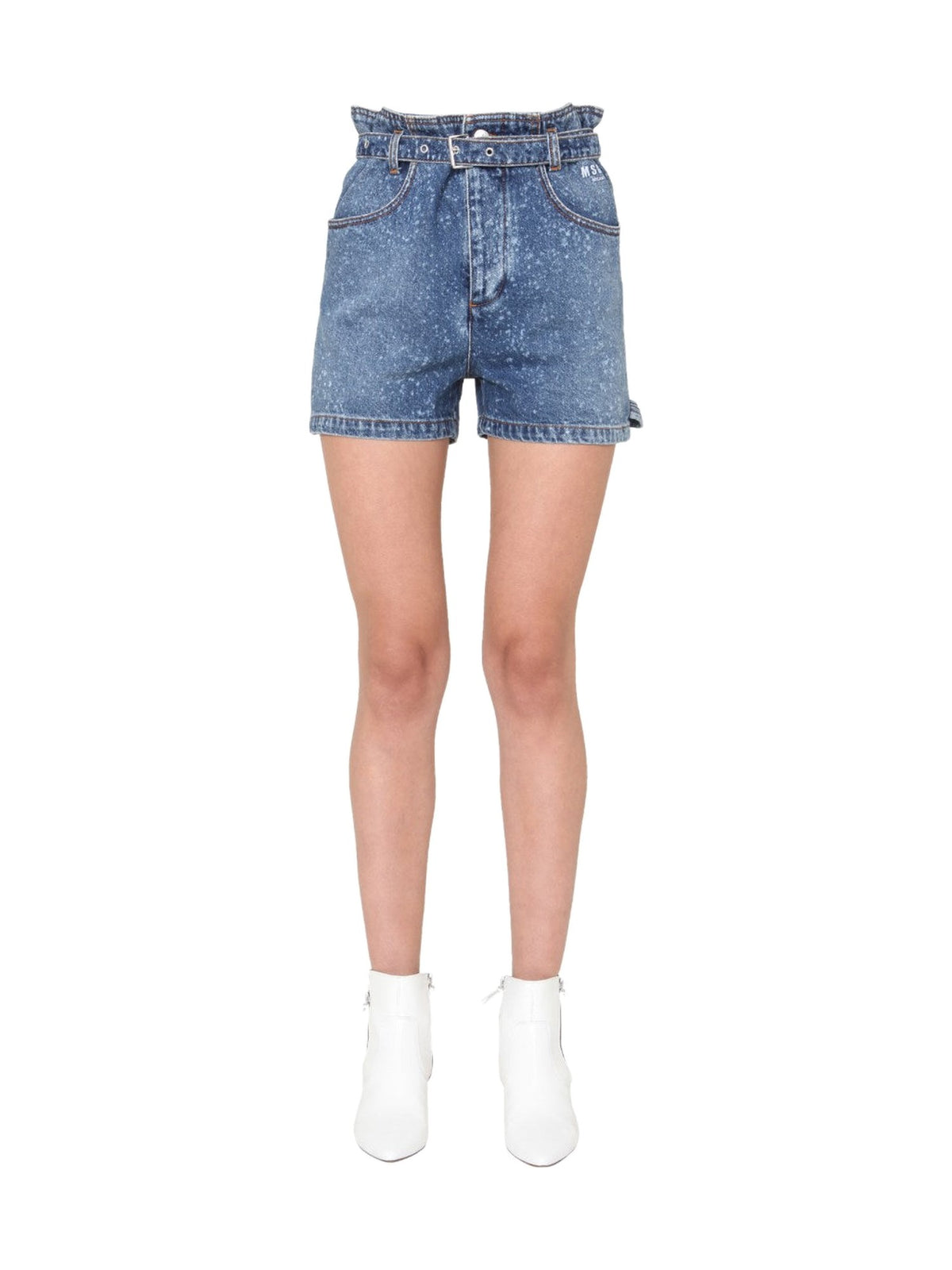 MSGM Belted Paperbag Denim Shorts