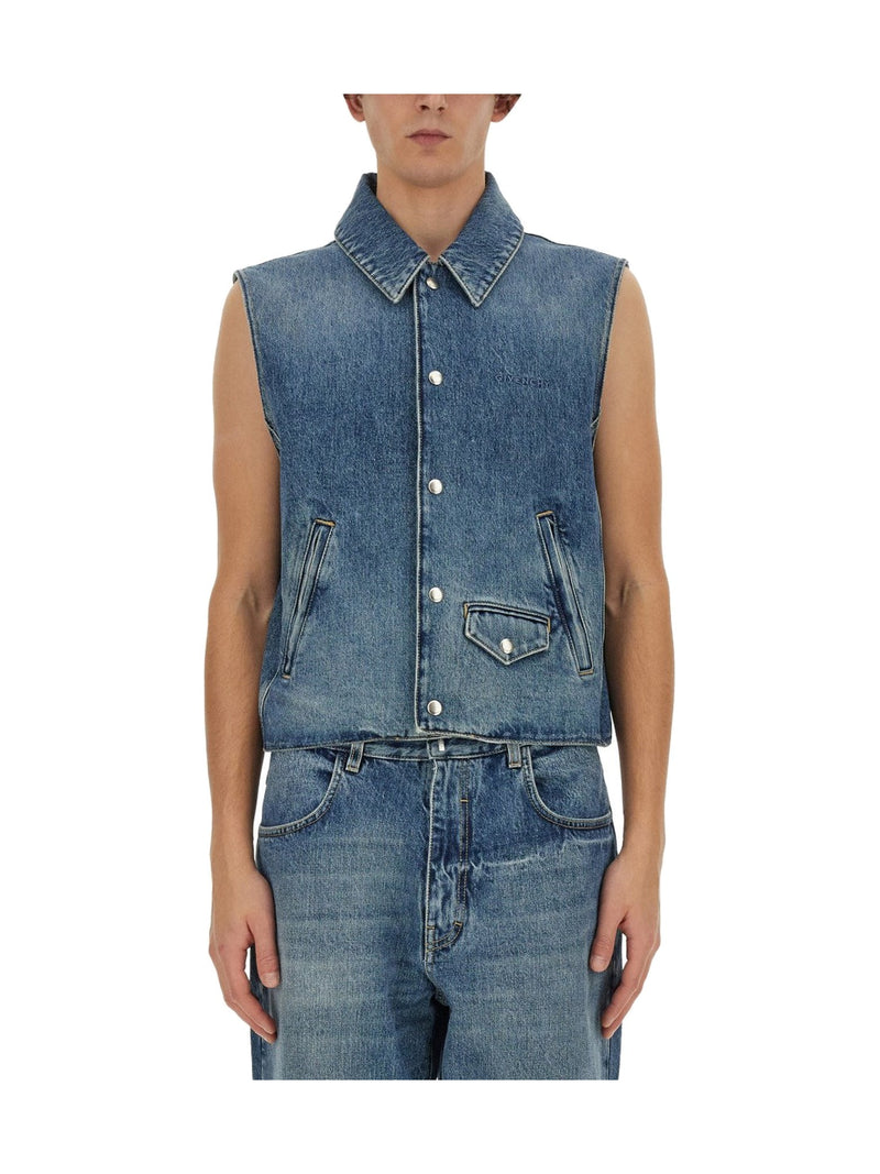 Givenchy Denim Vest in Mid Blue