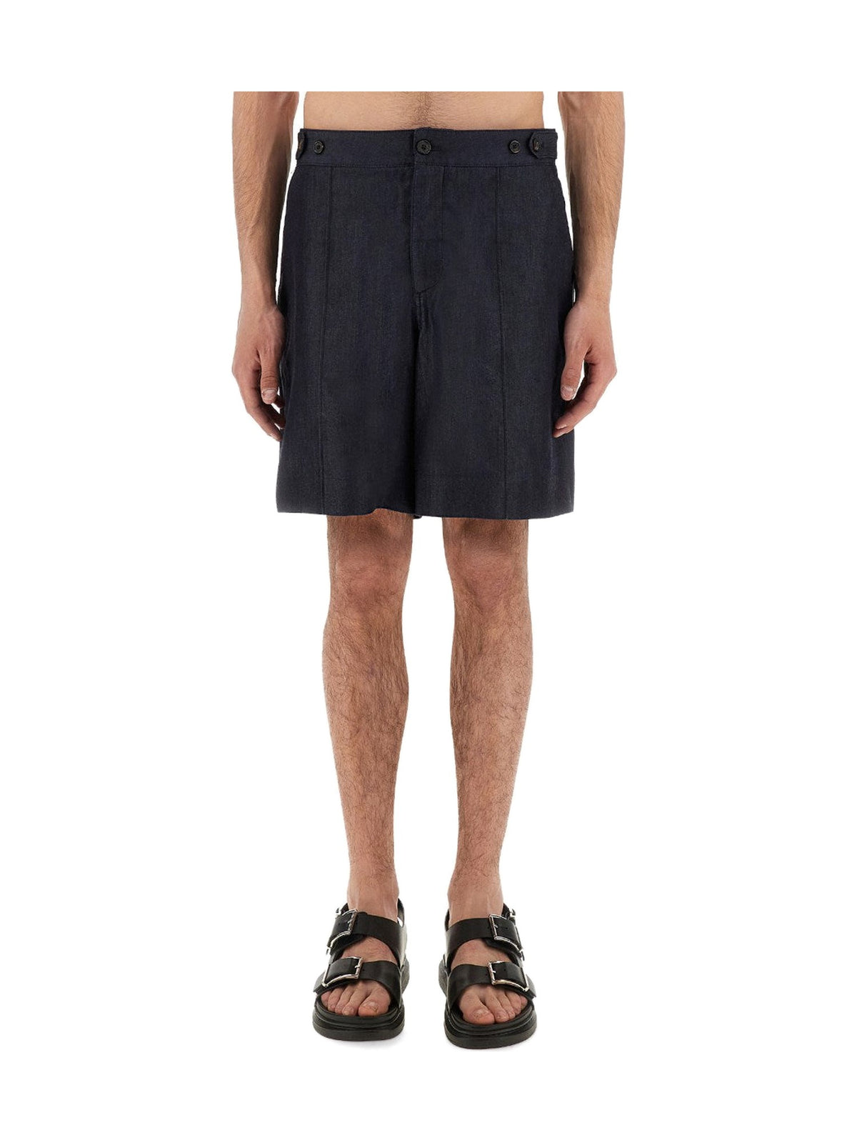 Alexander McQueen Long Denim Shorts in Dark Rinse