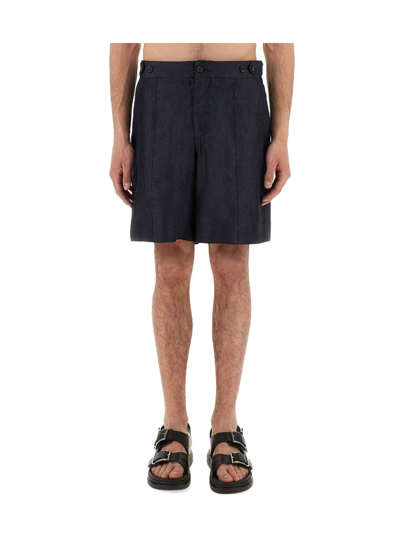 Alexander McQueen Long Denim Shorts in Dark Rinse