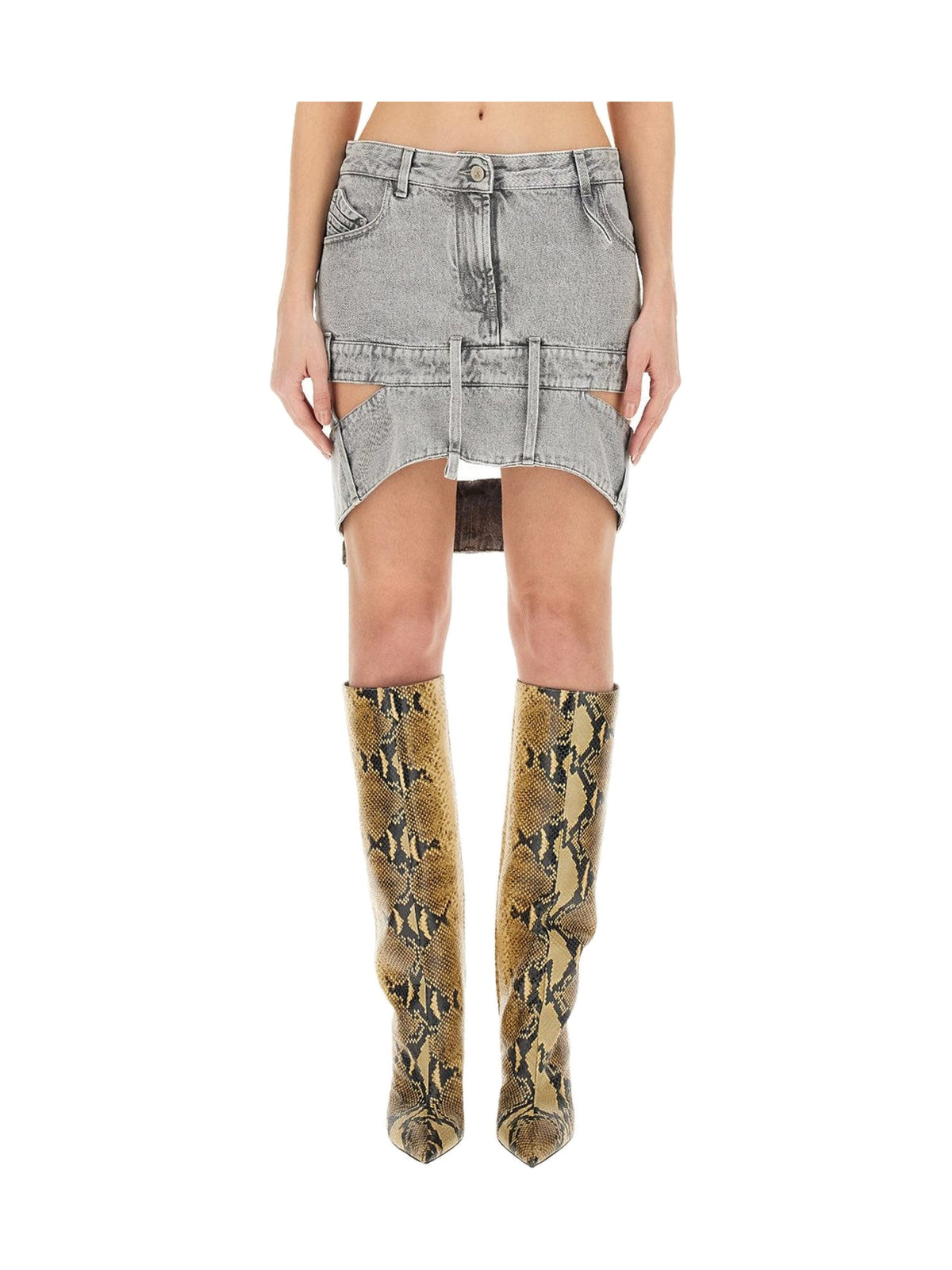 The Attico Cargo Mini Skirt in Grey Denim