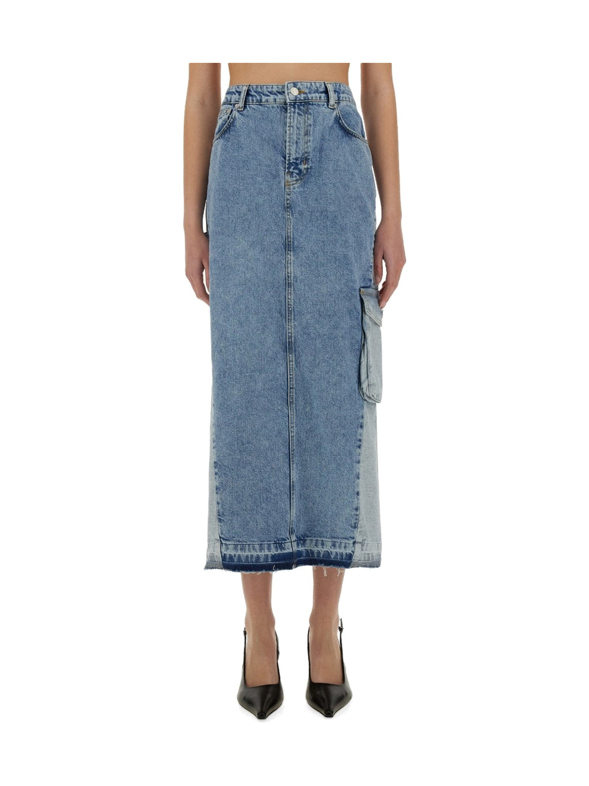 Moschino Long Denim Cargo Skirt