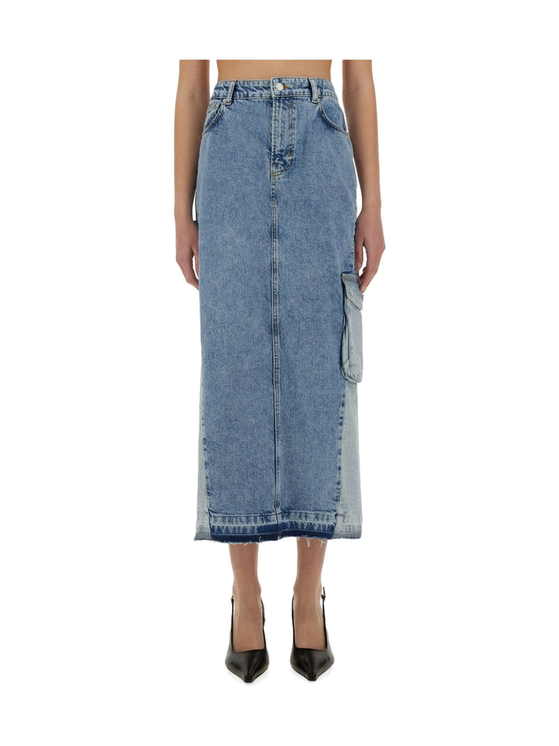 Moschino Long Denim Cargo Skirt