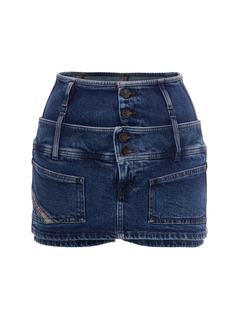 Diesel Double-Waistband Denim Skort