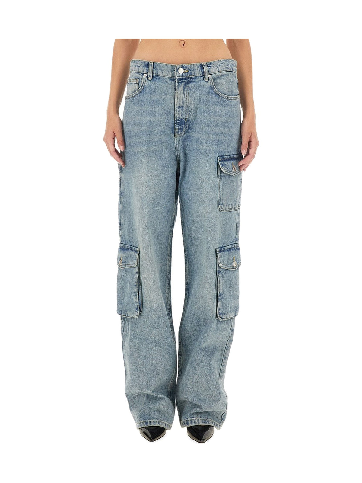 Moschino Wide Cargo Jeans in Light Blue