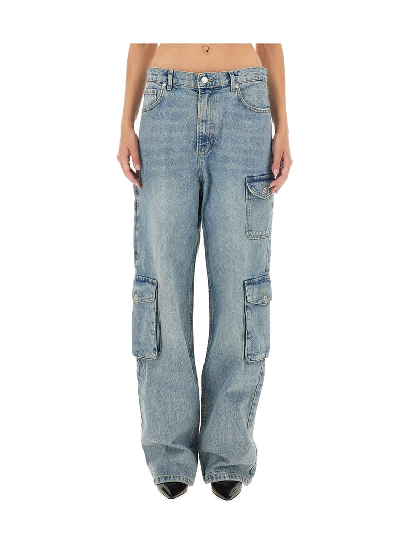 Moschino Wide Cargo Jeans in Light Blue