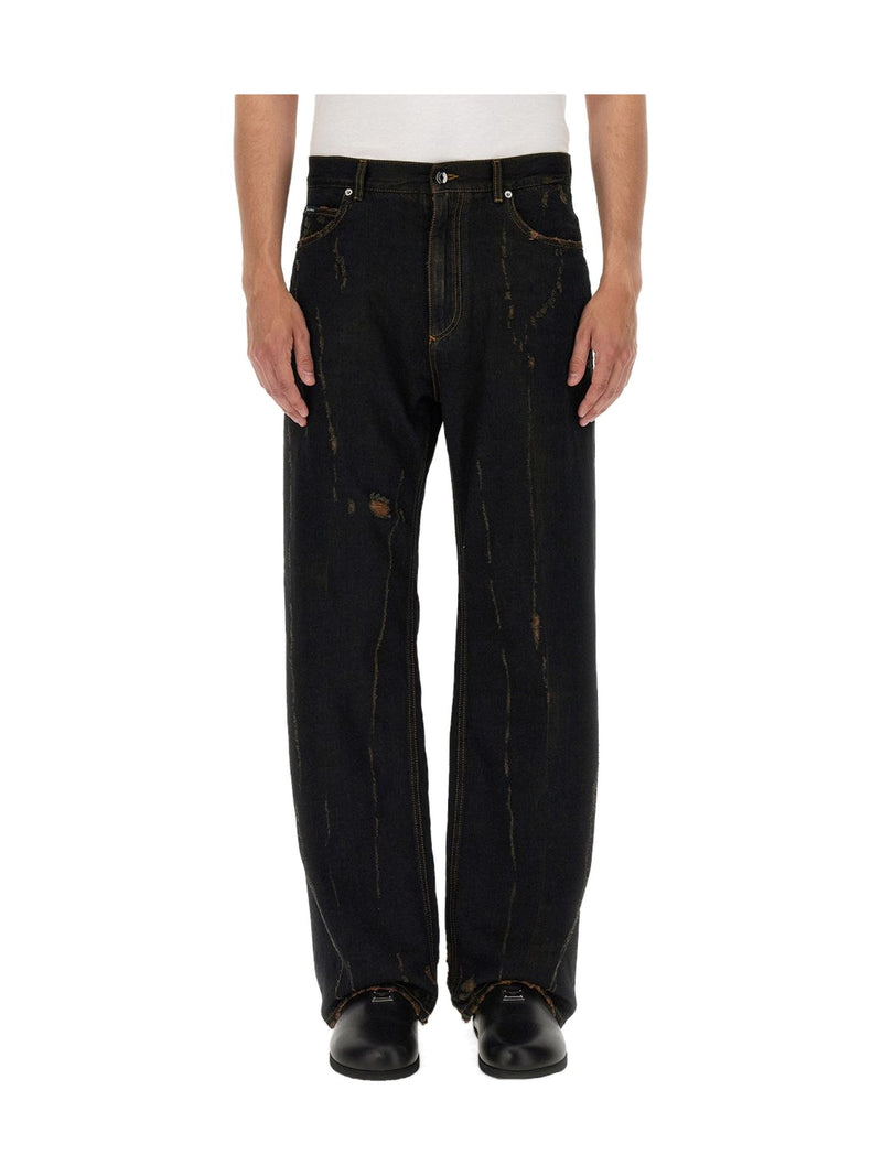 Dolce & Gabbana Overdyed Wide Jeans in Black