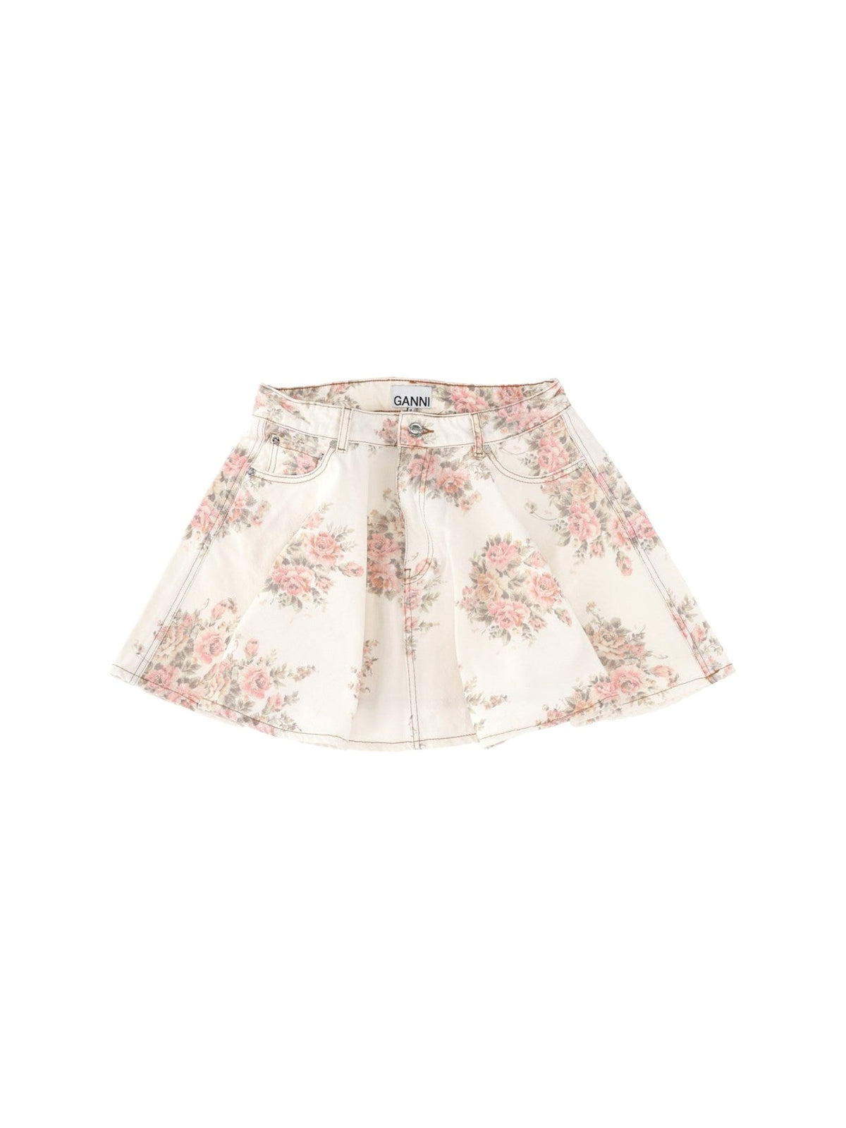 GANNI Floral Denim Mini Skirt