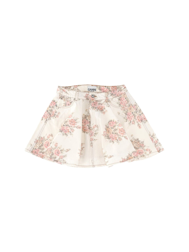 GANNI Floral Denim Mini Skirt