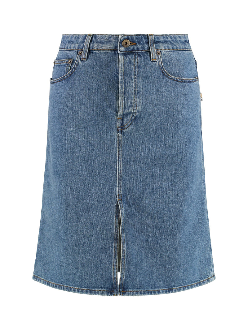 Burberry Denim Slit Skirt in Mid Blue