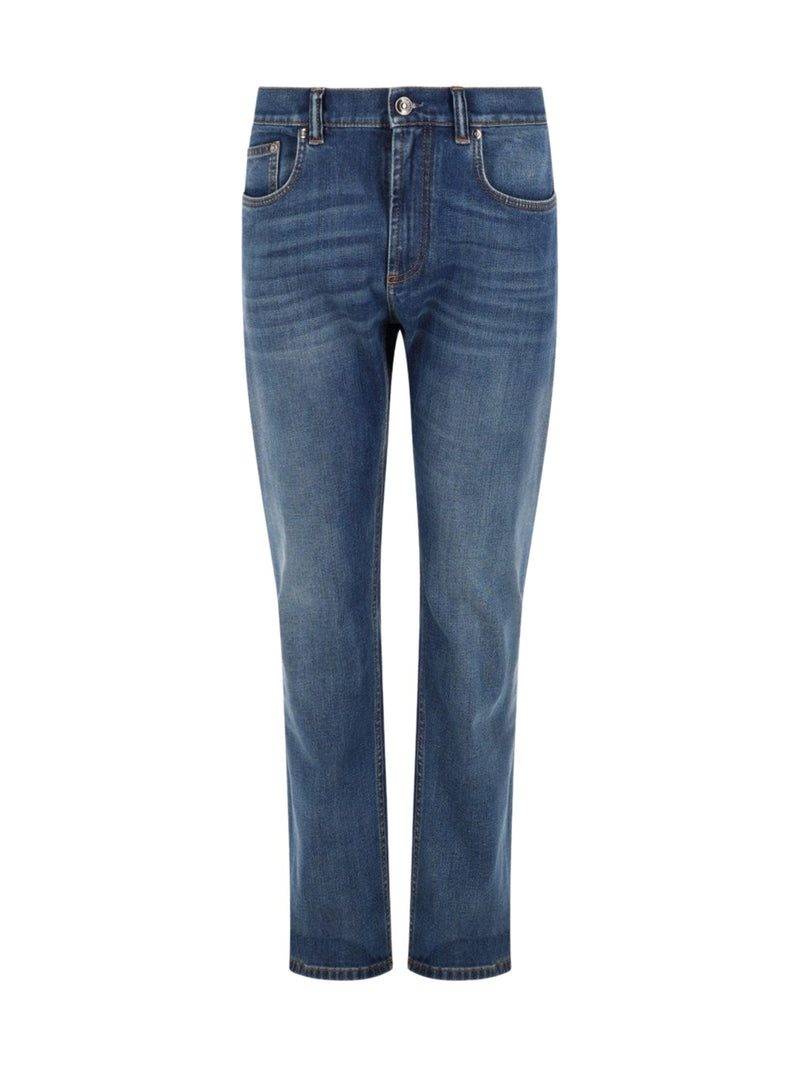 Versace Slim Straight Jeans in Mid Blue