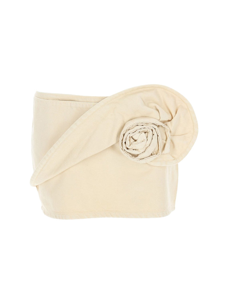 Magda Butrym Rose Wrap Mini Skirt in Beige Denim