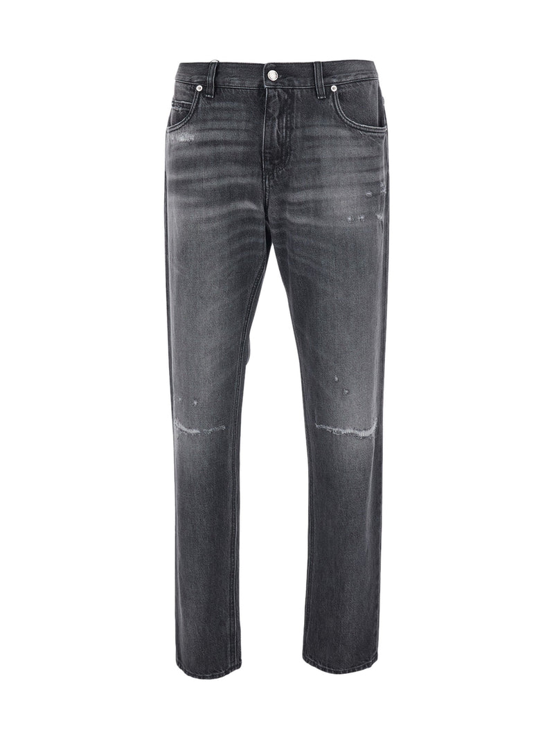 Dolce & Gabbana Slim Ripped Jeans in Faded Grey
