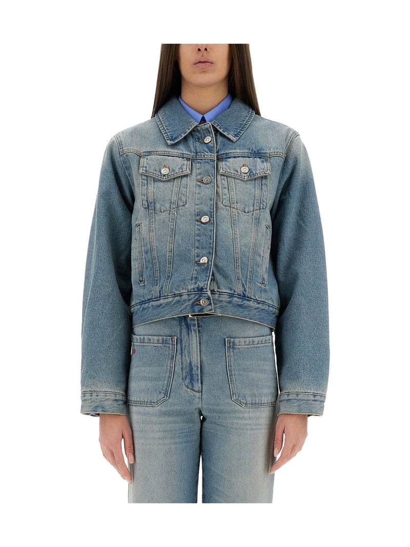 Victoria Beckham Padded Cropped Denim Jacket