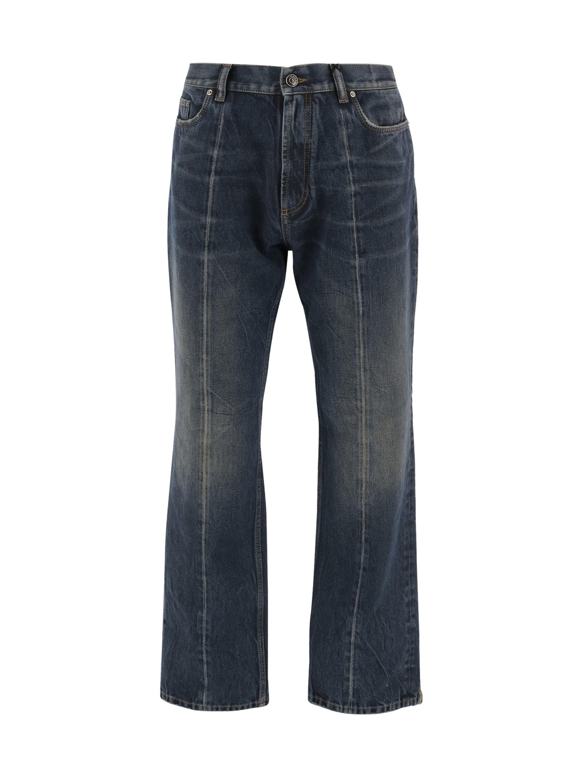 Versace Creased Jeans in Dark Vintage Denim
