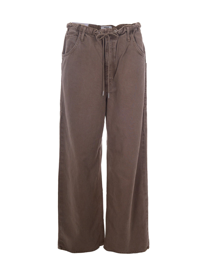 AGOLDE Shaw Drawstring Jeans in Brown