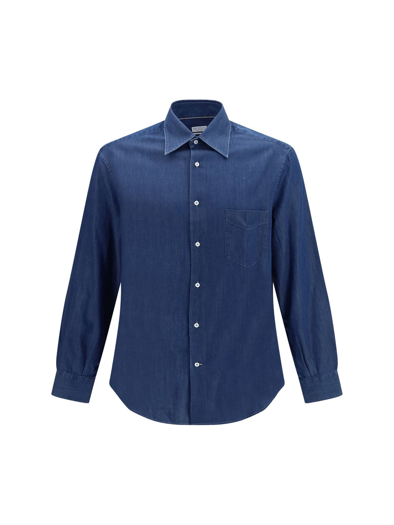 Brunello Cucinelli Denim Shirt in Dark Blue