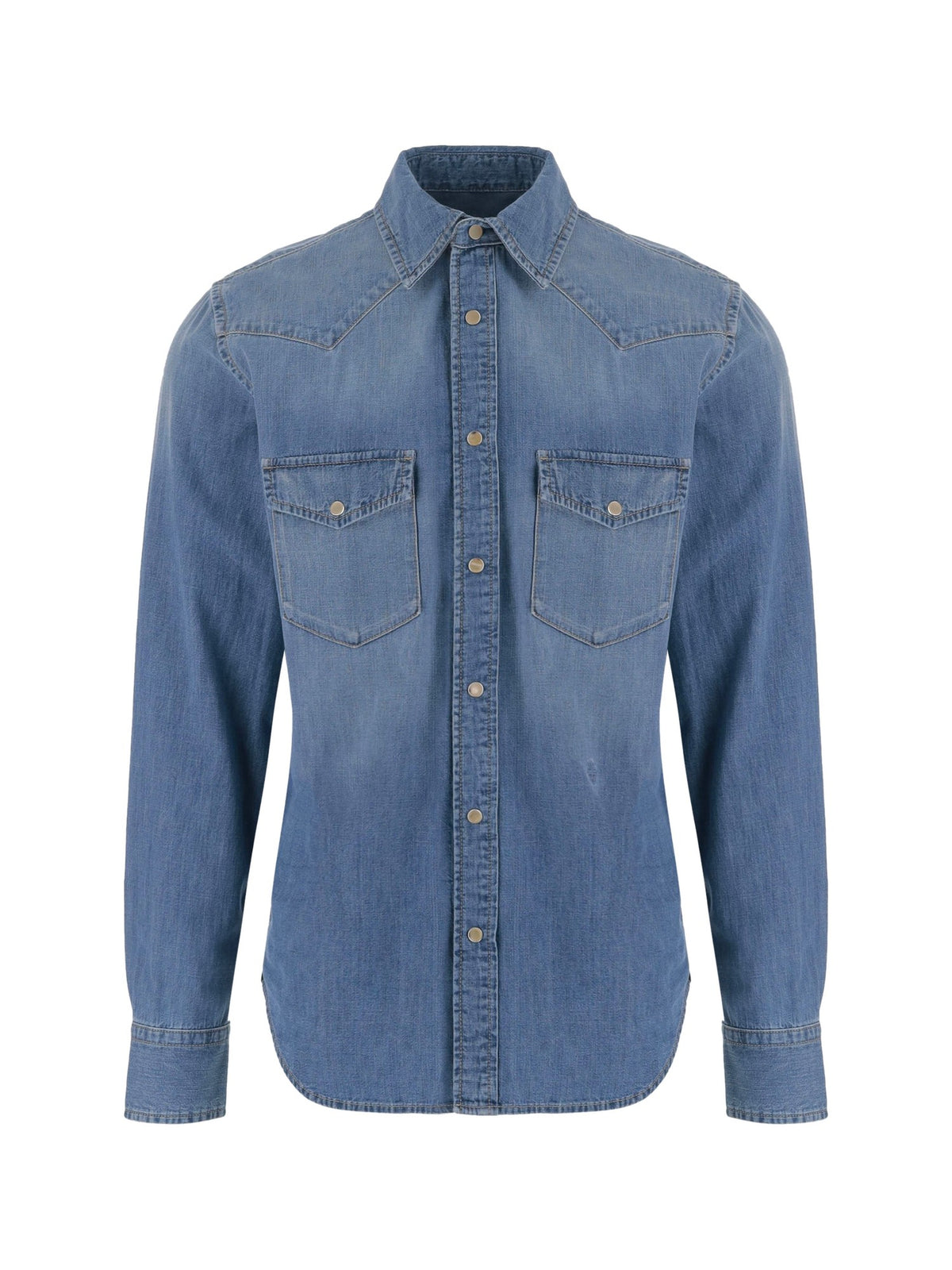 Jacob Cohën Western Denim Shirt in Mid Blue