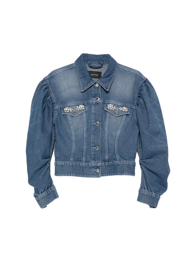 Simone Rocha Embellished Puff-Sleeve Denim Jacket