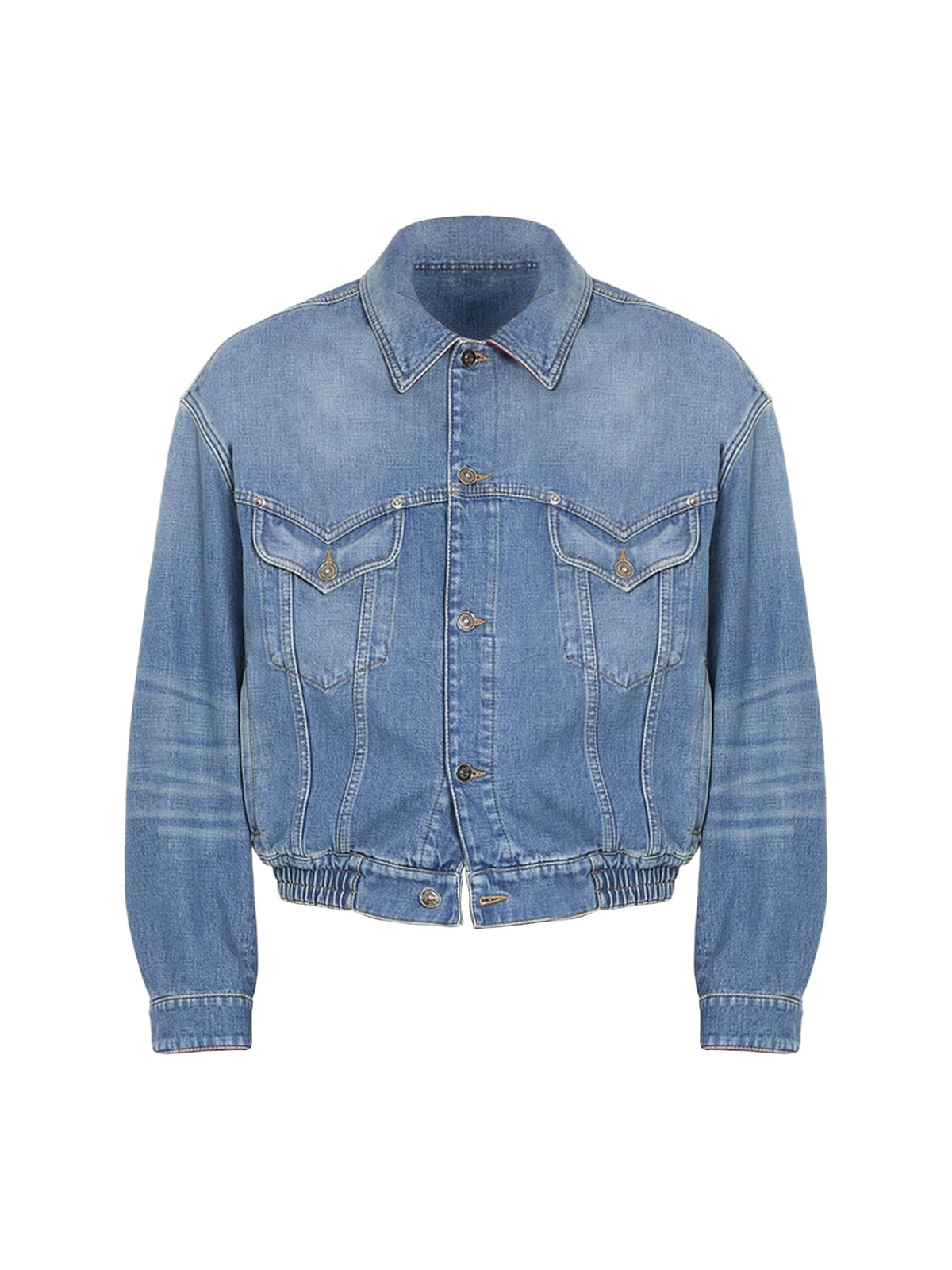 Versace Washed Denim Jacket with Elastic Hem