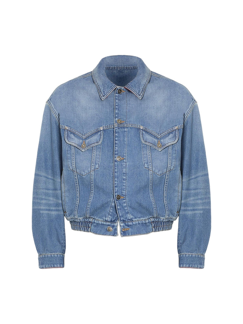 Versace Washed Denim Jacket with Elastic Hem