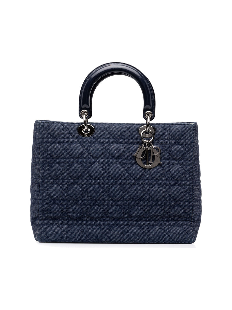 DIOR Denim Cannage Satchel (Pre-Owned)