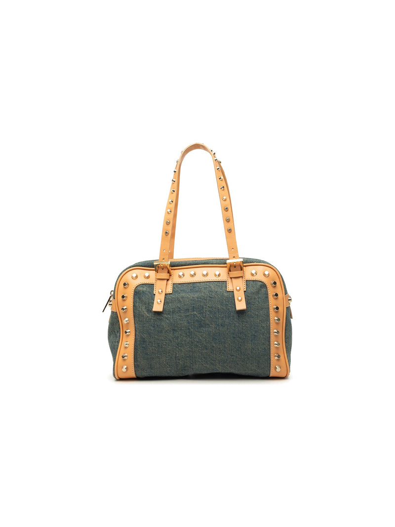 FENDI Shoulder Bag Studded Denim (Pre-Owned)