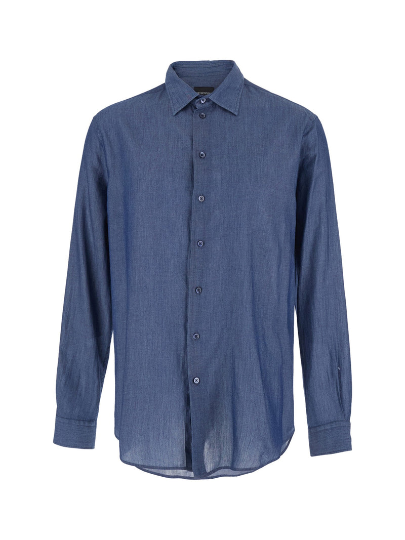 Emporio Armani Shirt Cotton Denim Blue