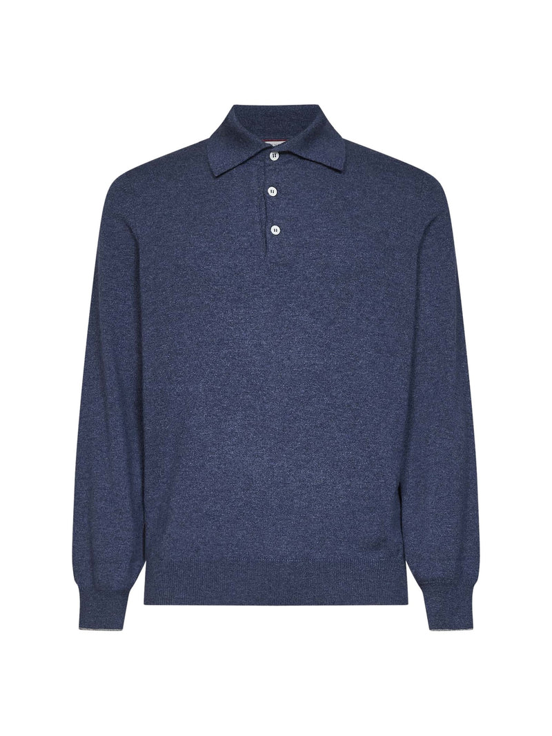 Brunello Cucinelli Polo Shirt Denim Cashmere