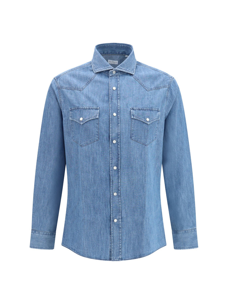 Brunello Cucinelli Shirt Easy Fit Medium Wash Denim