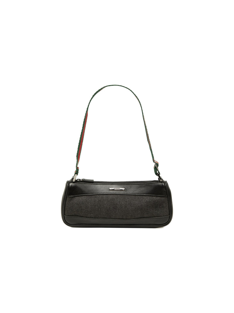 Gucci Shoulder Bag Denim Web Black (Pre-Owned)