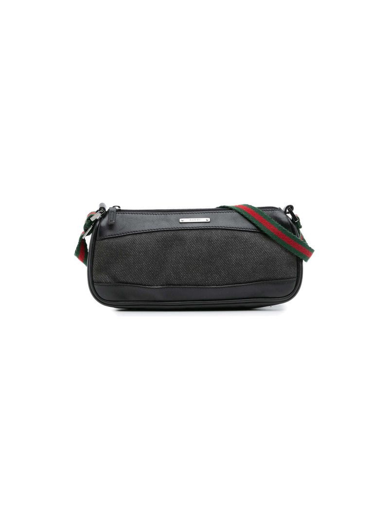 Gucci Shoulder Bag Denim Web Black (Pre-Owned)