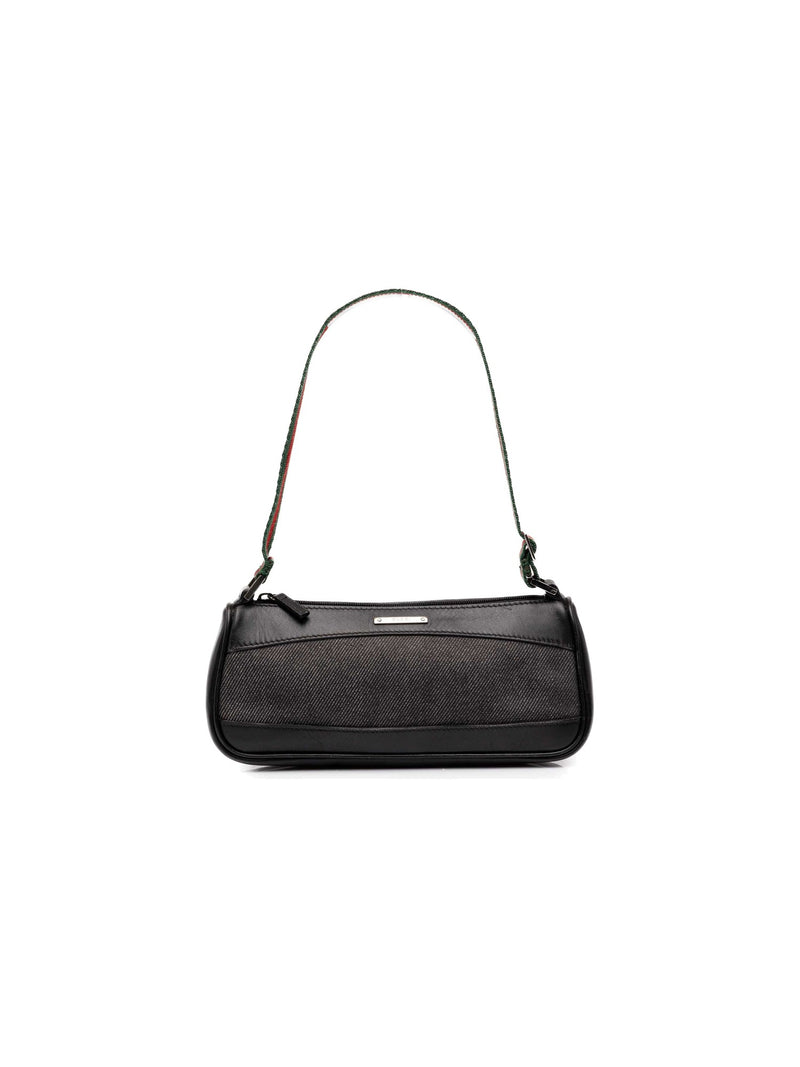Gucci Shoulder Bag Denim Web Black (Pre-Owned)
