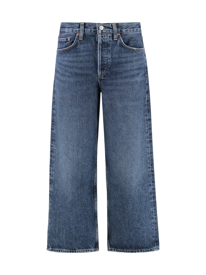 AGOLDE Cropped Denim Jeans With Engraved Logo