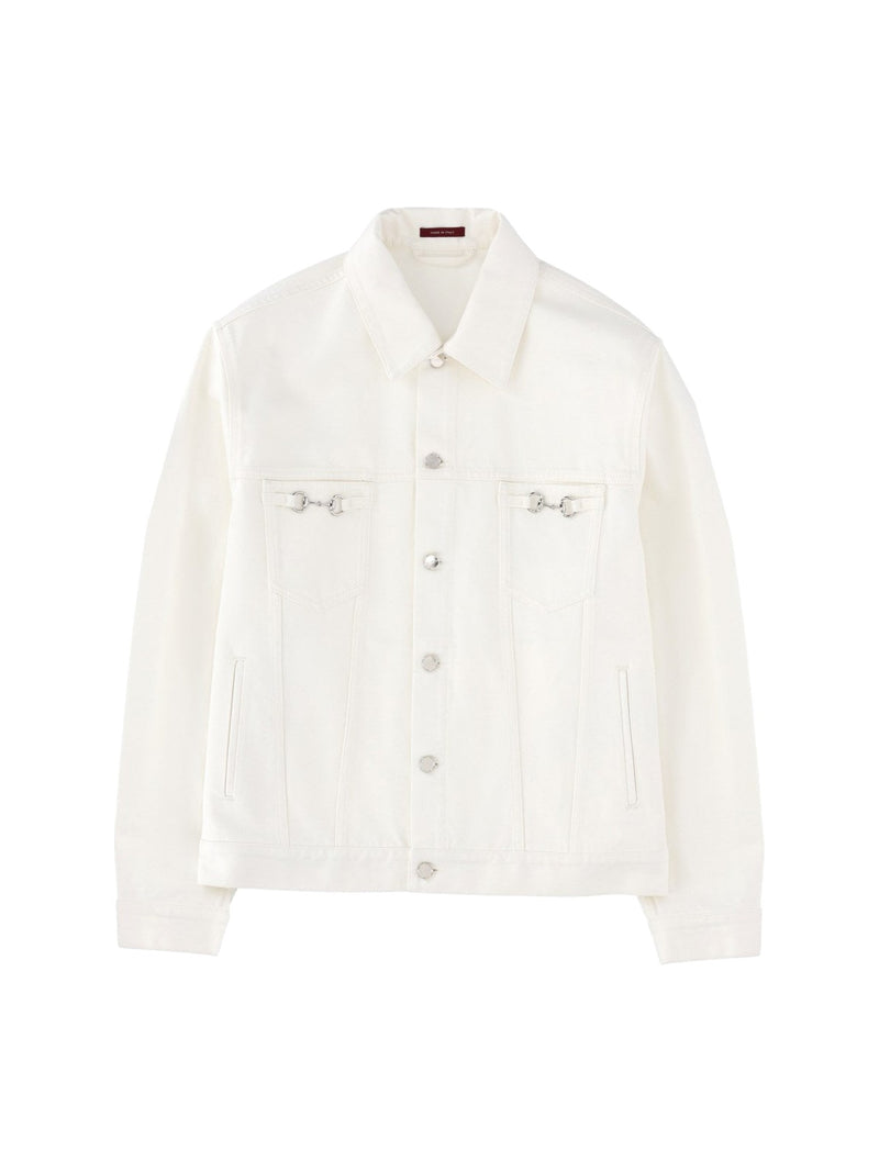 Gucci Denim Jacket With Horsebit Detail White