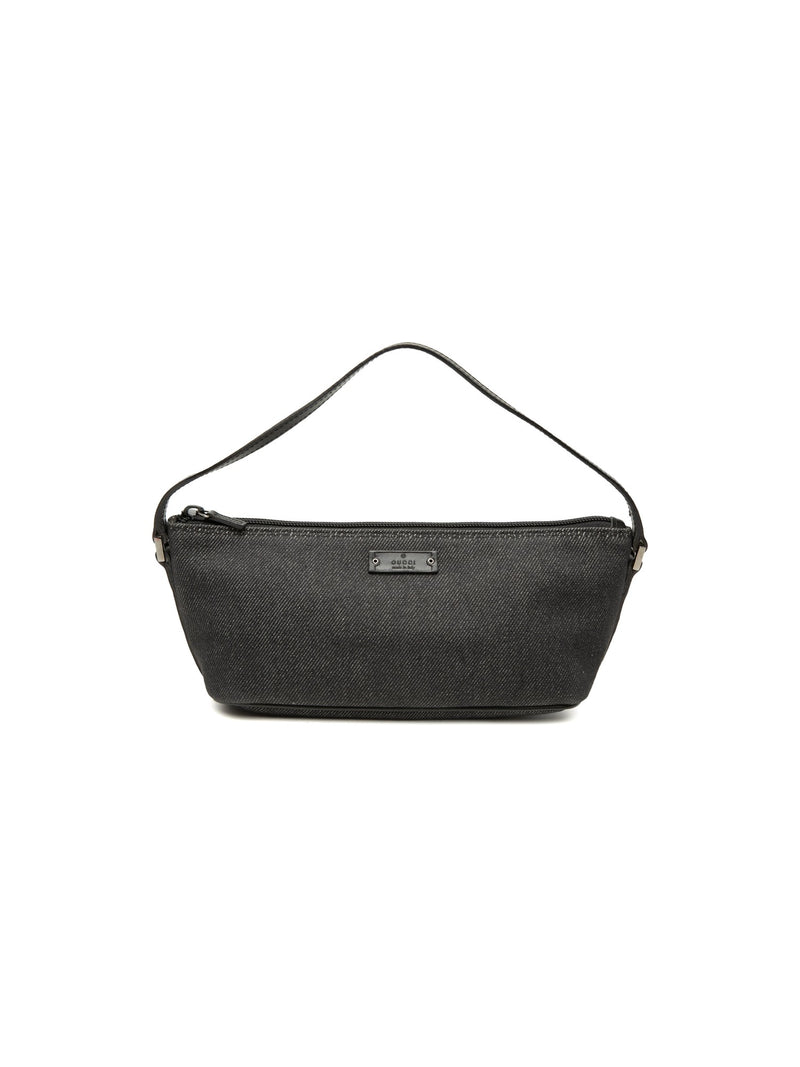 Gucci Shoulder Bag Denim Boat Black (Pre-Owned)