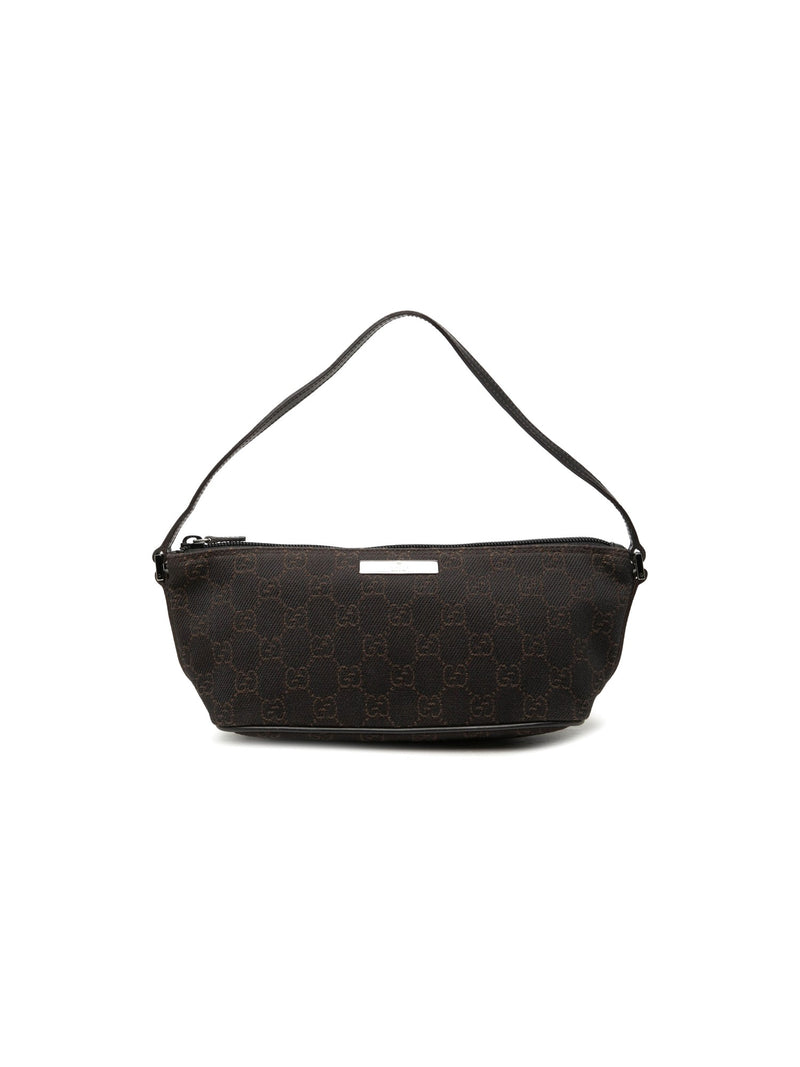 Gucci Shoulder Bag Denim Boat Brown (Pre-Owned)