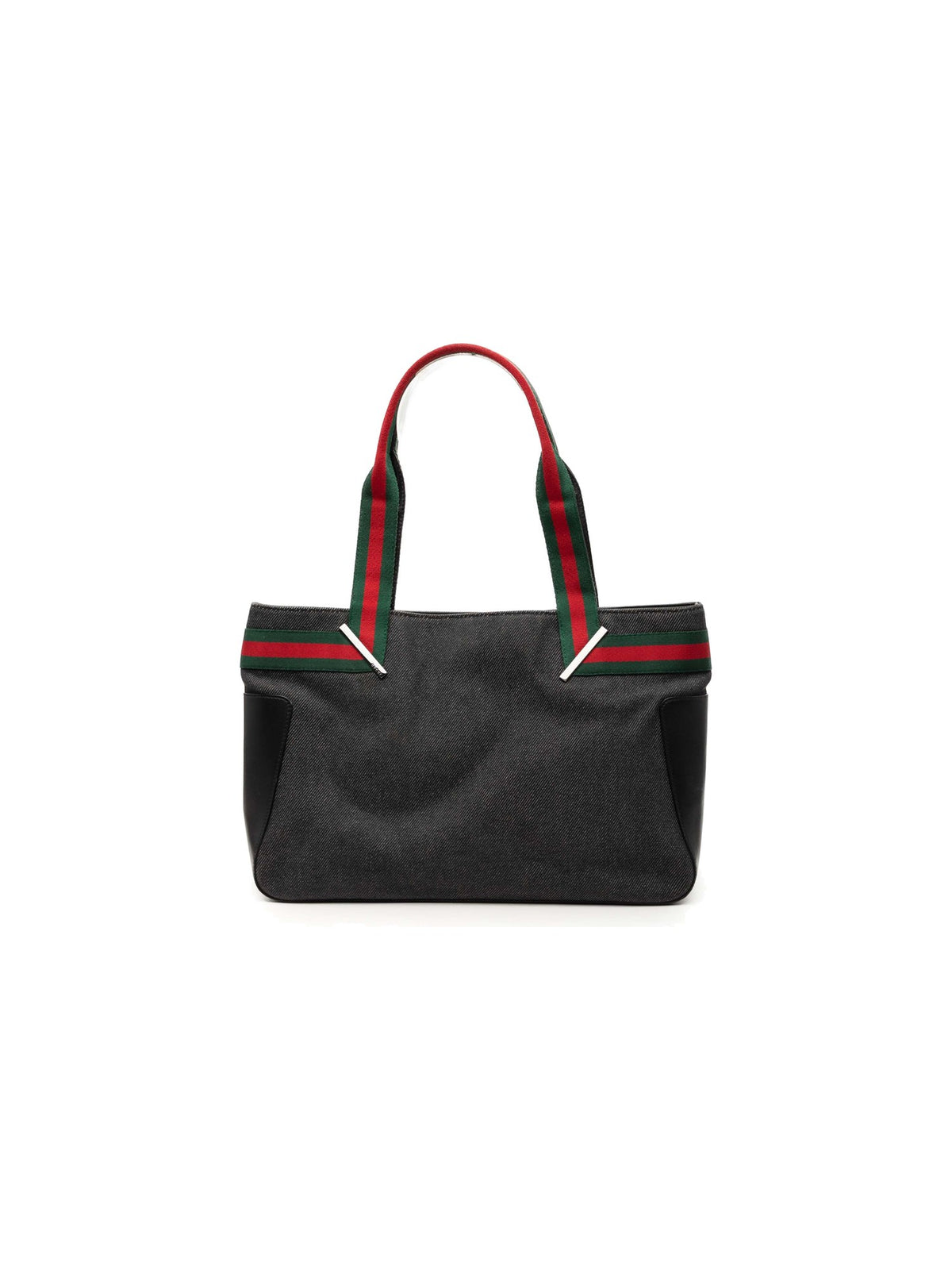 Gucci Tote Bag Denim Web Black (Pre-Owned)