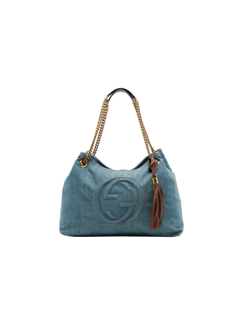 Gucci Denim Soho Chain Tote Bag (Pre-Owned)