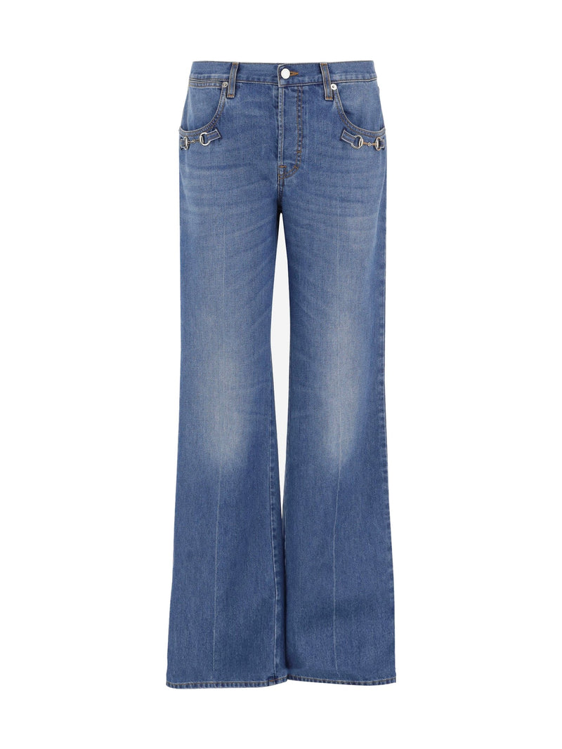 Gucci Horsebit Detail Cotton Jeans