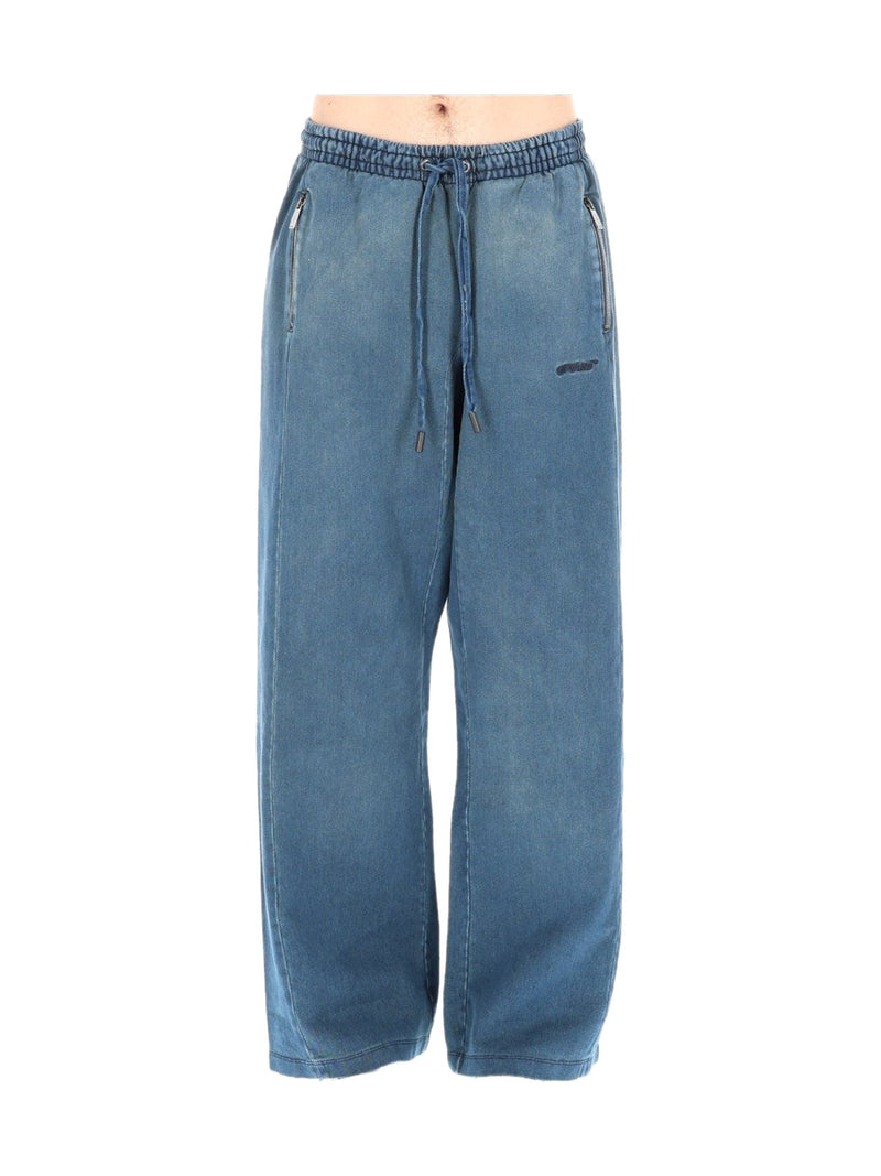 OFF-WHITE Trousers Distress Diag Slouchy Denim